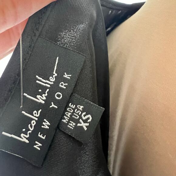 Nicole Miller Blouse XS Black Satin Drape Cowl Neck Elegant Going Out Chic NEW - Picture 8 of 8